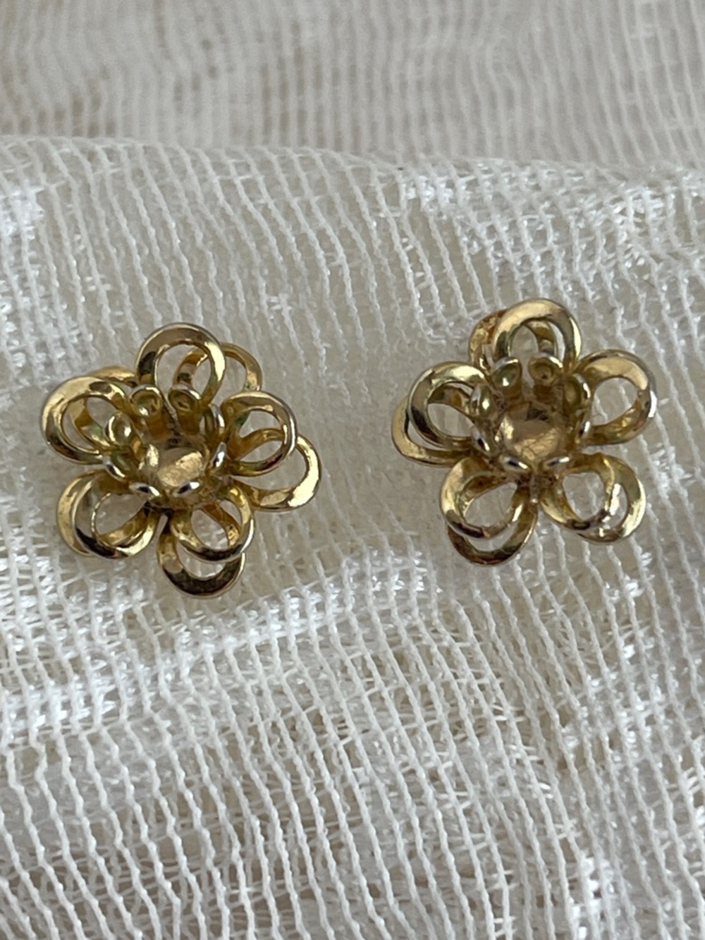 Classic Gold Flower Loop Stud Earrings
